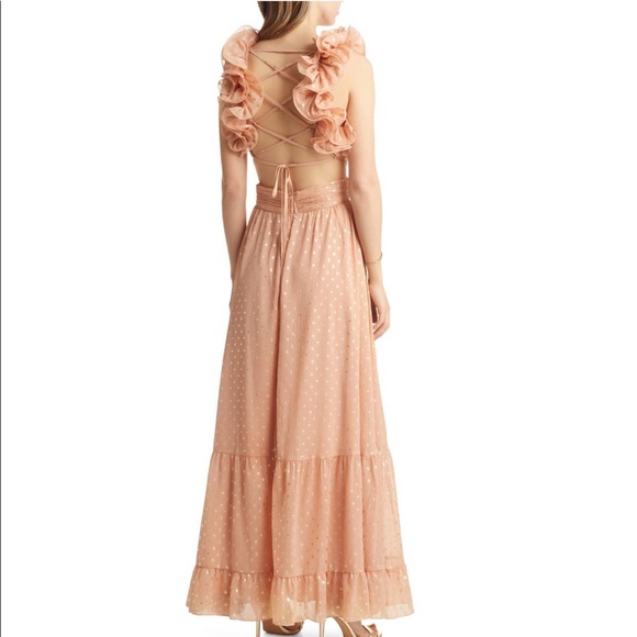 Vici Shimmer Chiffon Ruffle Cutout Dress - Picture 4 of 9